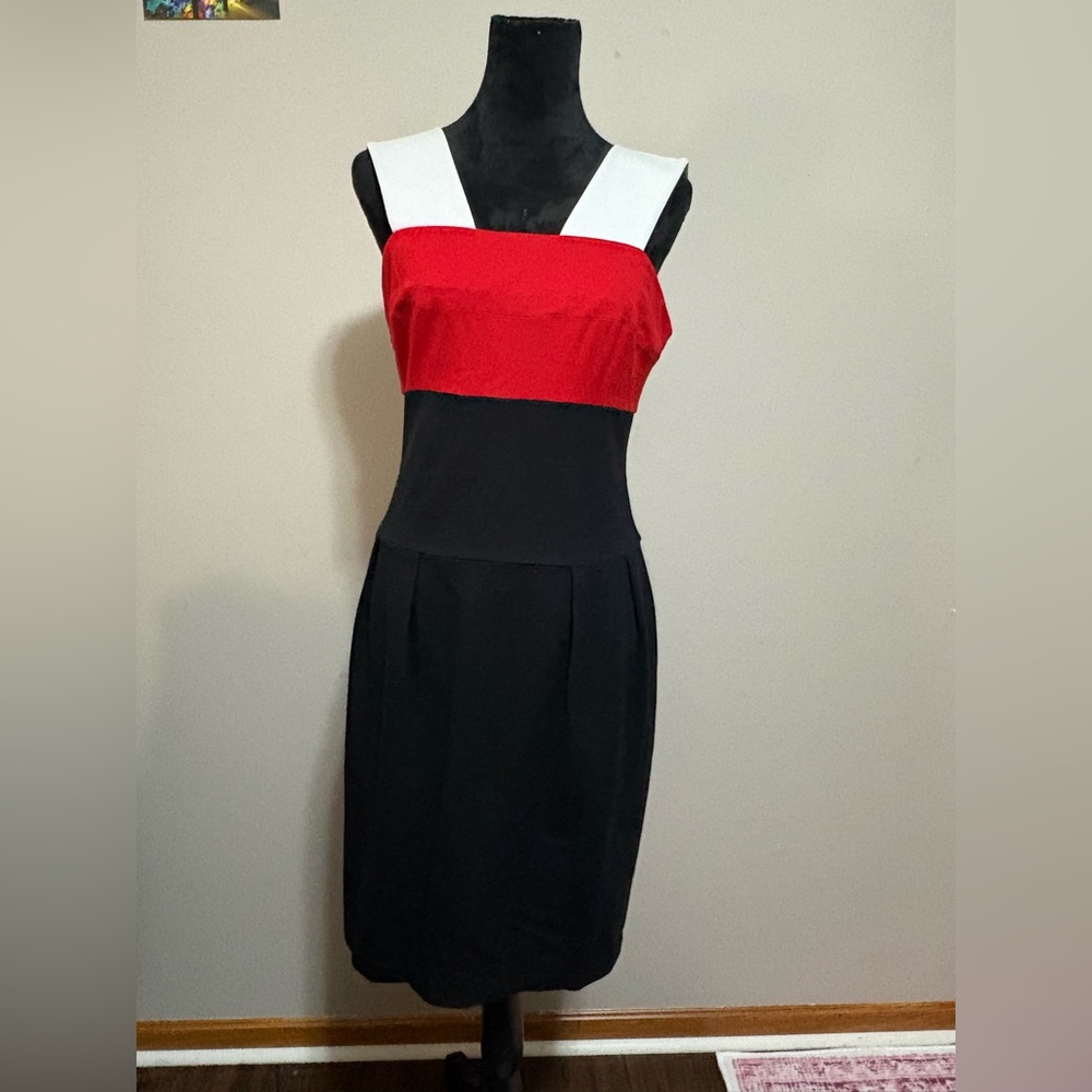 Nue by Shani Strapless Red, Black, and White Bodycon Dress